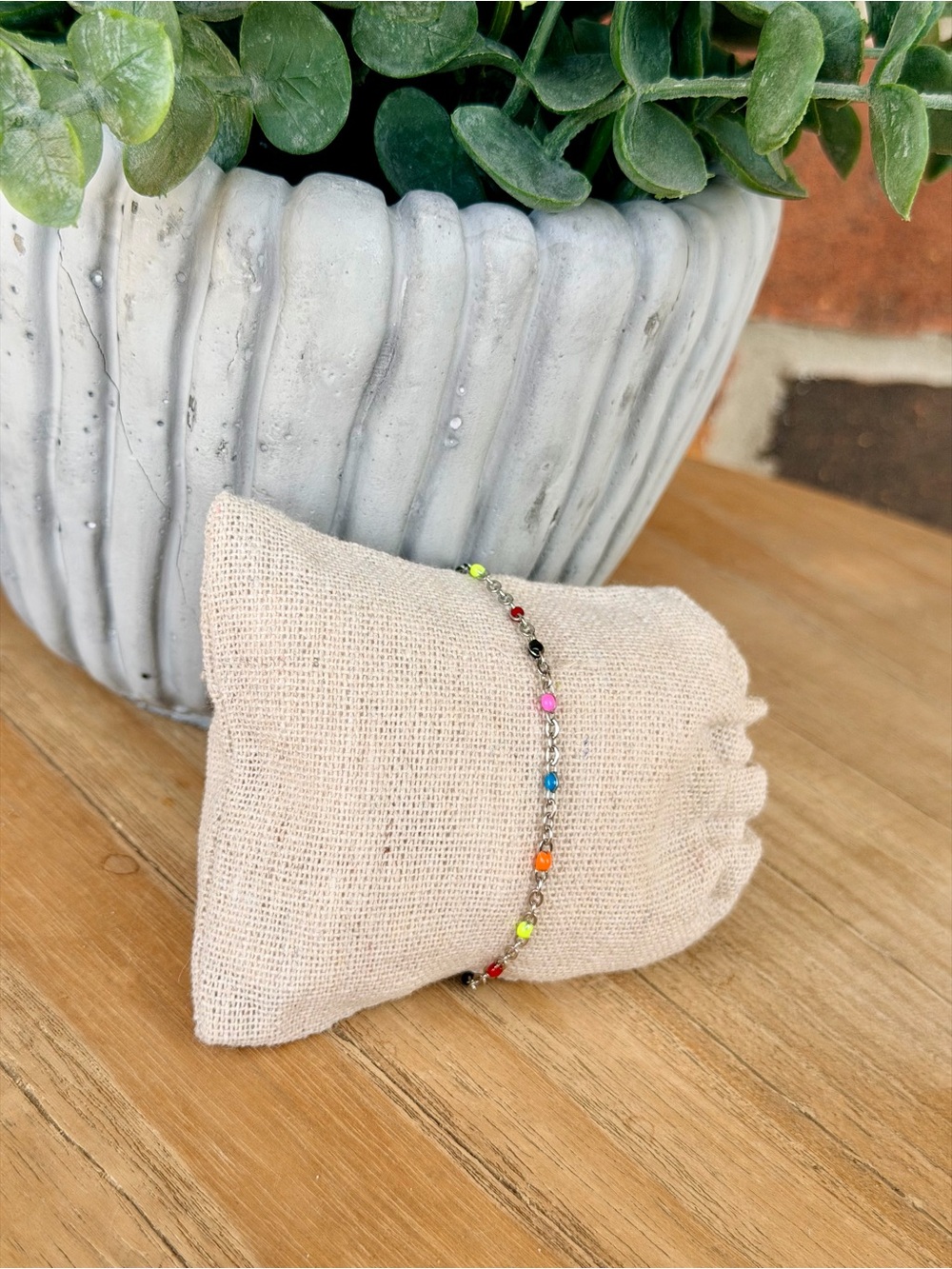 Multi Confetti Stainless Steel Chain Bracelet